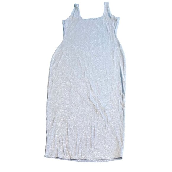 Naked Wardrobe Metallic Hourglass Midi Dress in Blue, Size‎ 1X - Picture 5 of 14